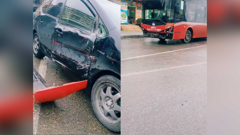 Xətai rayonunda 46 nömrəli marşrut “Prius”u vurub – VİDEO