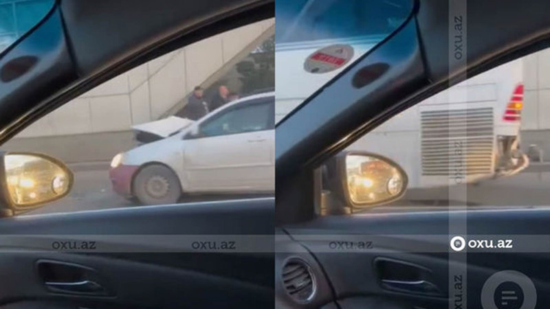 8 Noyabr prospektində minik avtomobili avtobusa çarpılıb