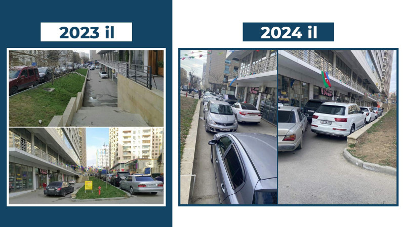 Nəsimi rayonunda piyada səkisi avtodayanacağa çevrilib