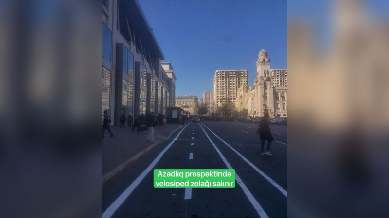 “28 Mall”un qarşısında velosiped zolağı salınır