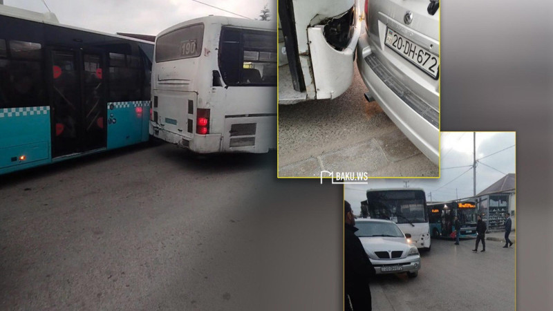 Binədə marşrut avtobusları qəza törədib