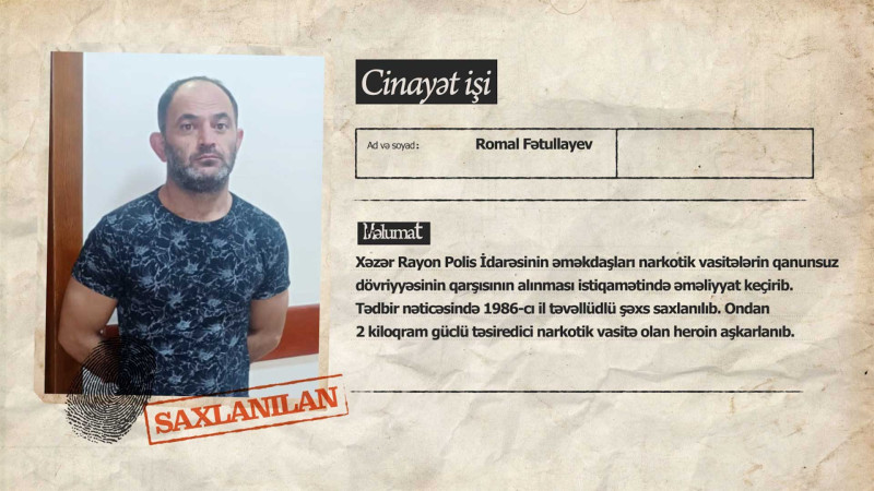 Xəzərdə 2 kiloqram heroin dövriyyədən çıxarılıb