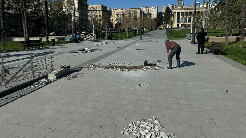 Qış parkında təmir işləri aparılır