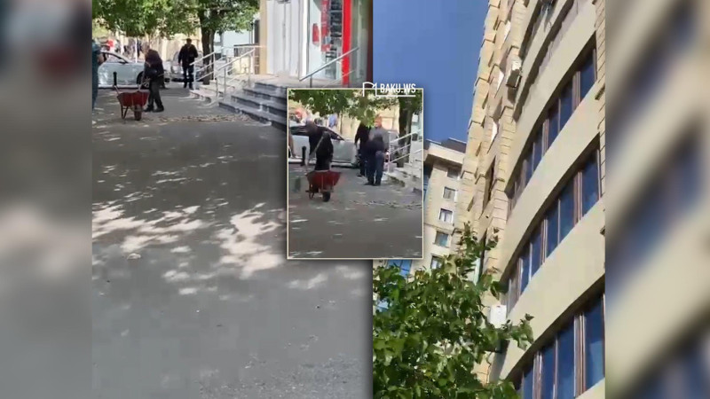 Nərimanovda binanın fasadı qoparaq yola düşüb