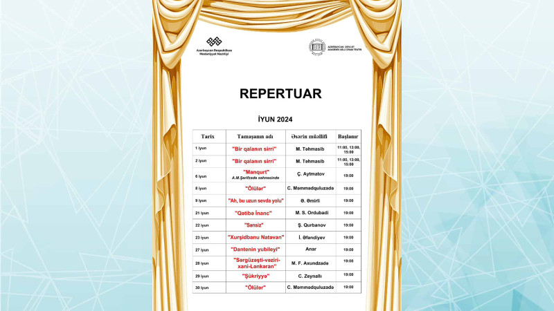 Akademik Milli Dram Teatrı gələn ayın proqramını açıqlayıb