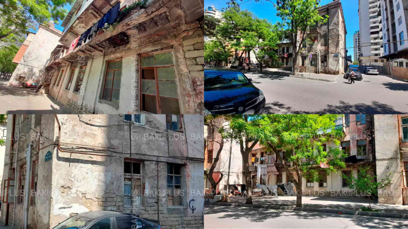 Bakının mərkəzində köhnə tikili qəzalı vəziyyətdədir