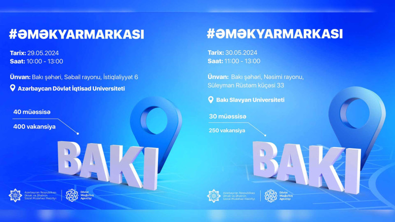 Bakıda 2 gün ard-arda əmək yarmarkası keçiriləcək