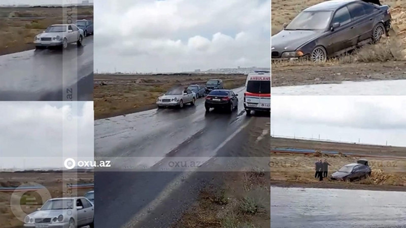 Suraxanı rayonunda yola qır dağılıb: yol qəzası baş verib