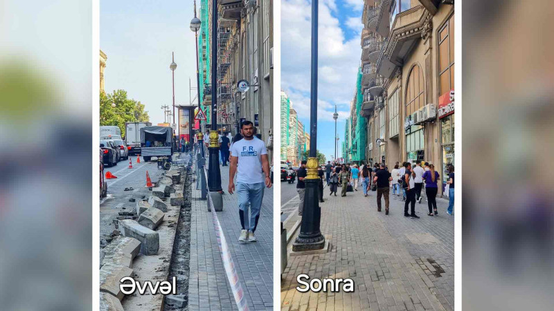 Metronun “Sahil” stansiyası yaxınlığında piyada səkisi genişləndirilib