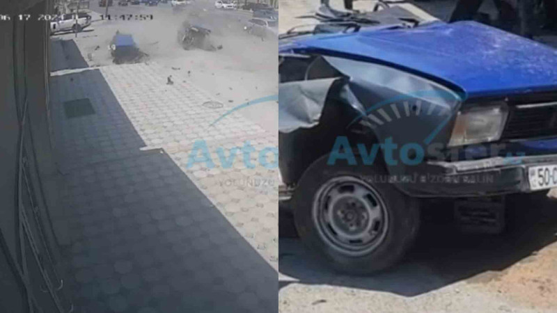 Çəkələklə avtomobil idarə edən sürücü ağır qəzaya səbəb olub: avtomobil iki yerə bölünüb – VİDEO