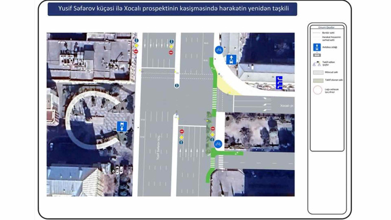 Xocalı prospektində avtomobillərin hərəkəti dəyişdirilir
