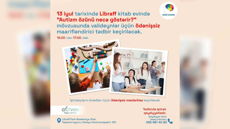 Gənc valideynlər üçün “Autizm özünü necə göstərir?” adlı tədbir baş tutacaq
