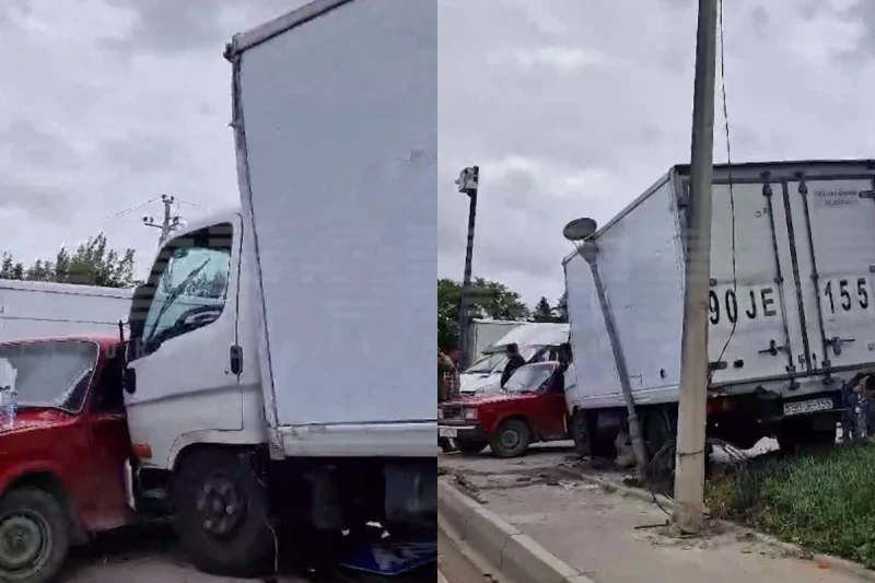 Hökməli dairəsi yaxınlığında yük maşını qəza törədib