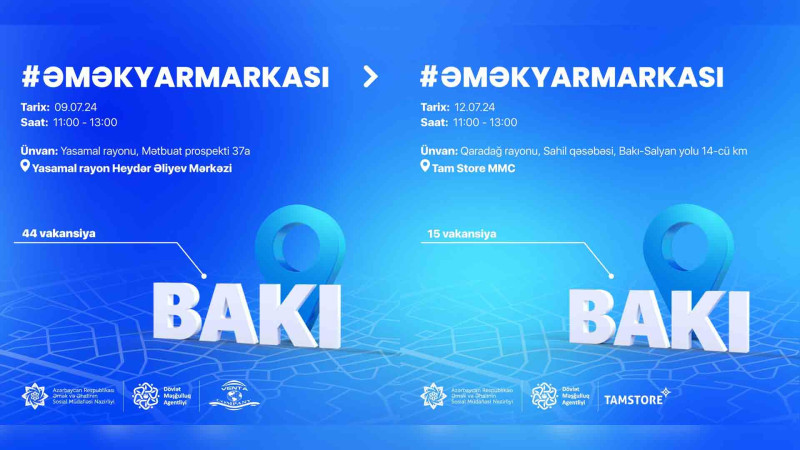 Bakının 2 rayonunda əmək yarmarkaları keçiriləcək