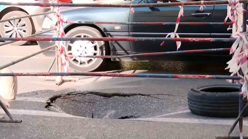 Nərimanov rayonunda çökən yolda problem aradan qaldırılıb