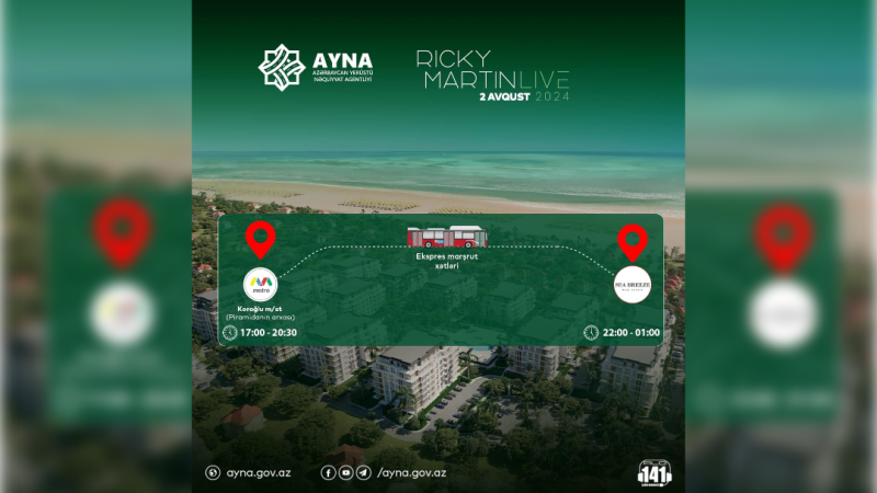 Riki Martinin konsertinə gedənlərin nəzərinə: avtobus təşkil olunacaq