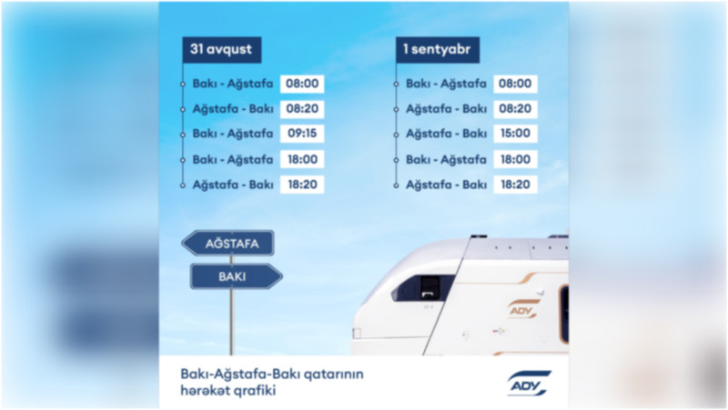 Həftəsonu Bakı–Ağstafa–Bakı marşrutu üzrə əlavə reyslər olacaq