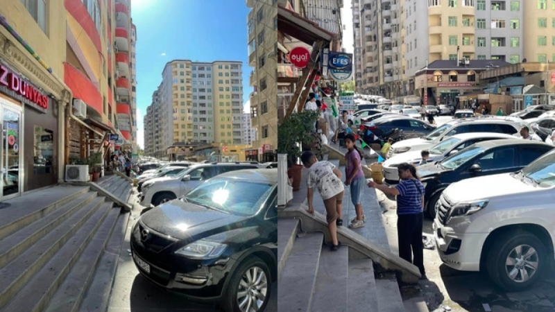 Xırdalanda sürücülər səkini zəbt ediblər