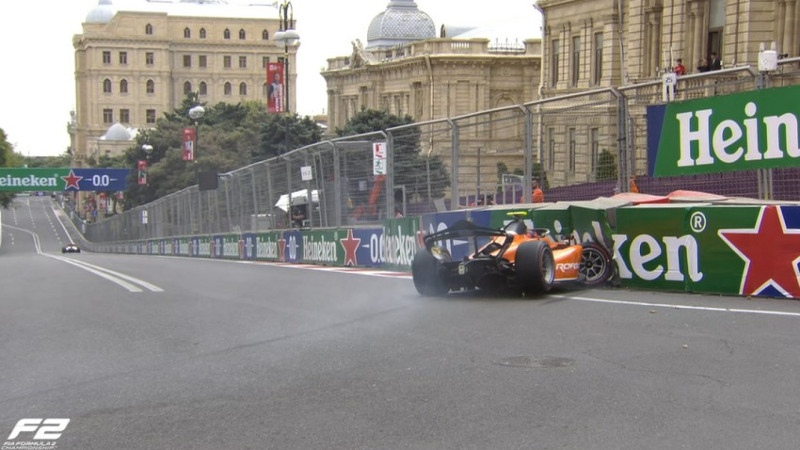Azərbaycan Qran-prisi: Formula 2 pilotu qəza törədib