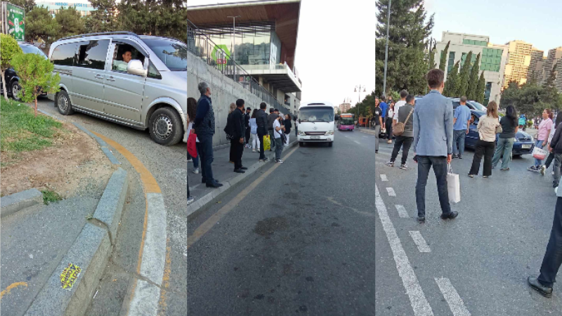 “20 Yanvar”da manatlıq taksilər hələ də tıxaca səbəb olurlar - FOTO