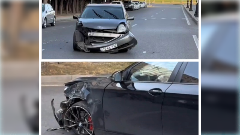 Bakıda Toyota Prius BMW-yə çırpıldı - VİDEO