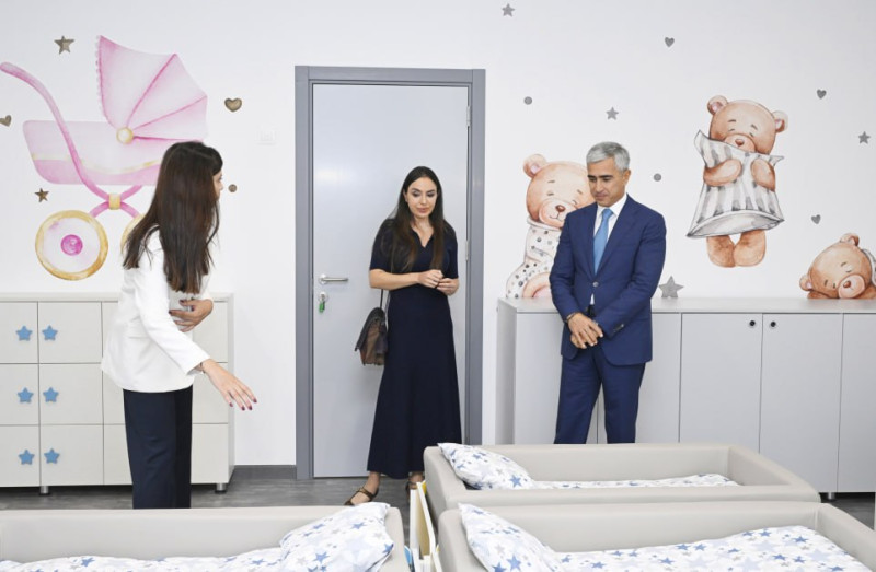 Leyla Əliyeva “Kəpənək” uşaq bağçasının açılışında olub