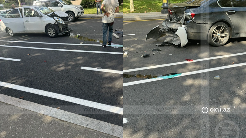 Bakının mərkəzində iki avtomobil TOQQUŞDU
