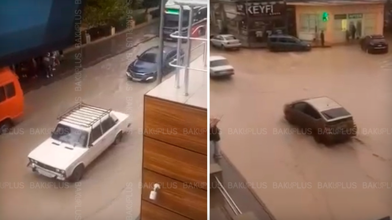 Maştağada yağan yağışın fəsadları - VİDEO