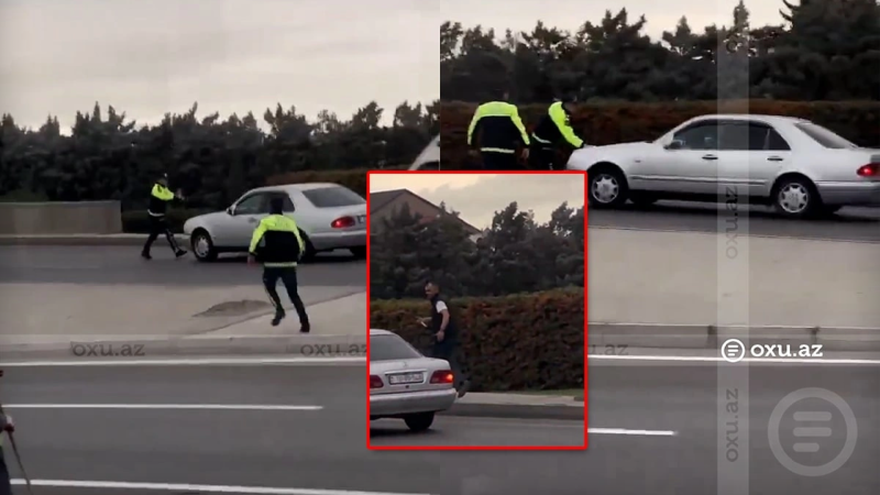 Narkotikin təsiri altında olan sürücü özünə xəsarət yetirməyə çalışdı - VİDEO