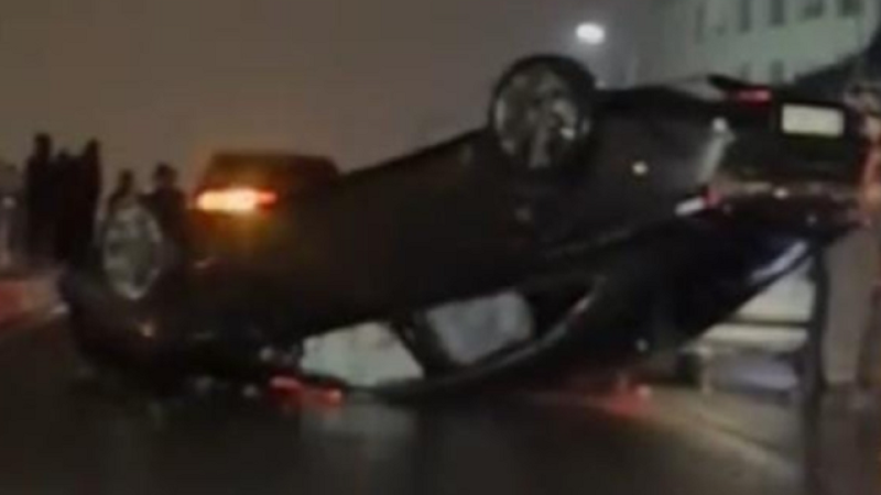 Gecə Bakının girişində “Hyundai” aşdı - VİDEO