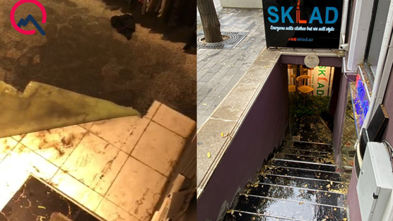 “Malakan bağı”nın yanındakı mağazanı kanalizasiya suyu basıb - VİDEO