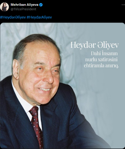 Mehriban Əliyeva Ümummilli Lider Heydər Əliyevin anım günü ilə bağlı paylaşım edib - FOTO