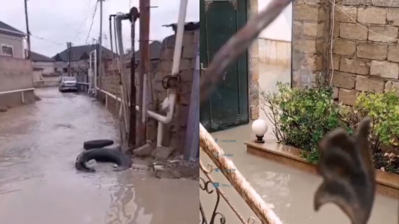 Sulutəpə qəsəbəsində həyətləri su basdı, küçələr KEÇİLMƏZ OLDU - VİDEO