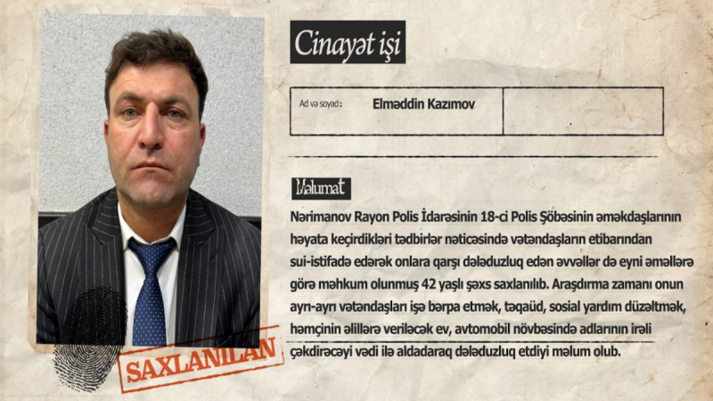 Vətəndaşları işə bərpa etmək vədi ilə aldadan şəxs saxlanılıb