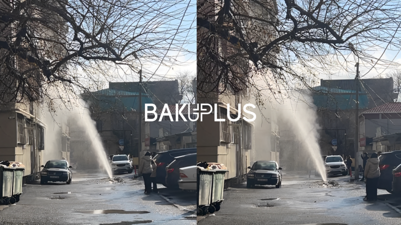 Bakıda boru partladı, qaynar su pəncərələrə fontan vurdu – VİDEO