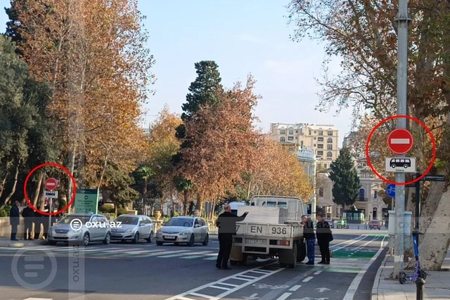 Bakının mərkəzində nəzarətsiz qalan QADAĞAN NİŞANLARI