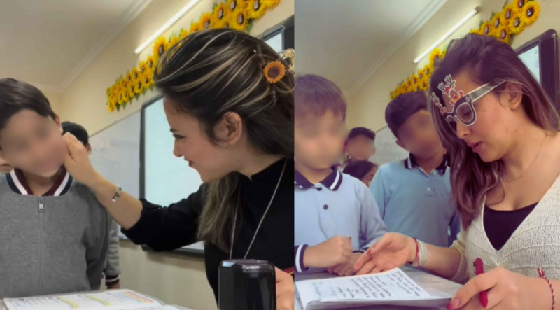 Uşaqları sevindirmək asandır: Bakı məktəbində müəllimə və şagirdlərinin şirin səmimiyyəti - VİDEO
