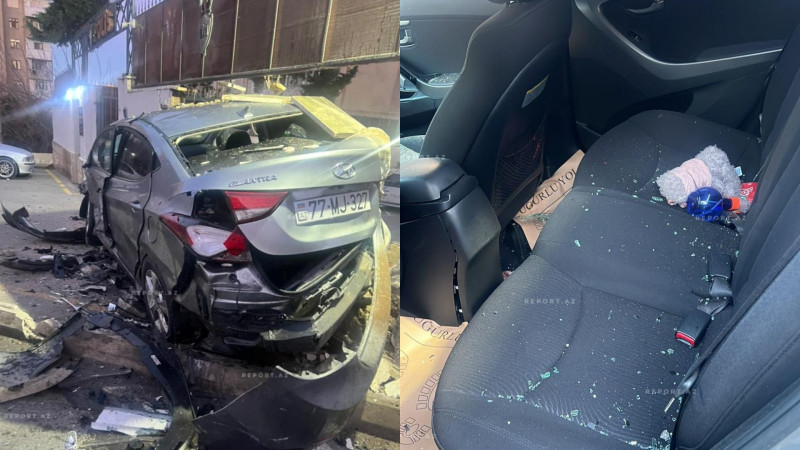 Bakıda avtomobil polis bölməsinə çırpıldı: Maşında tanınmış müğənninin qızı olub? - YENİLƏNİB + VİDEO