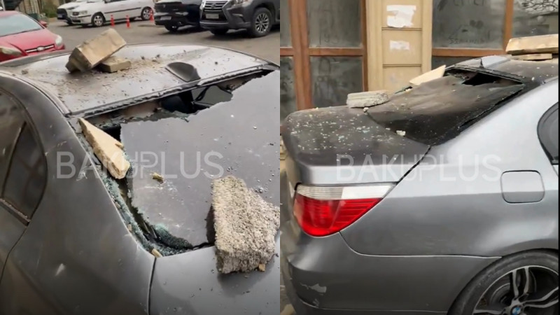 Bakıda avtomobilin üstünə aqlay üzlük düşdü – Komendantlıq cavabdeh olmadığını deyir + VİDEO