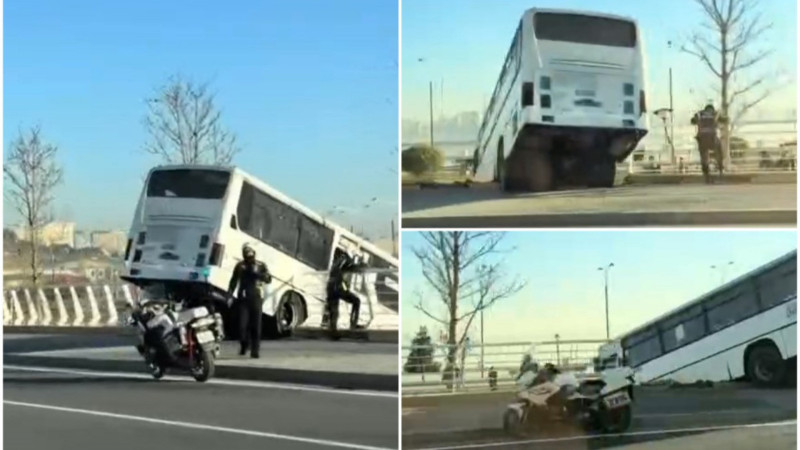 Sürücüsüz avtobus qəza törətdi - VİDEO