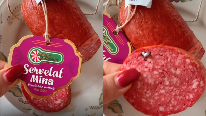 Daha bir kolbasadan dəmir parçası çıxdı - “Kolbasalar necə iyrənc…” + VİDEO