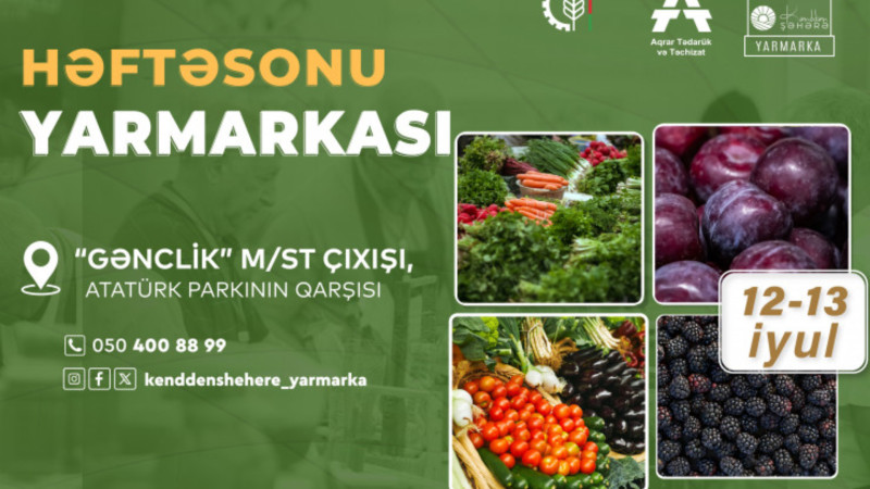 Bakıda növbəti “Kənddən Şəhərə” həftəsonu yarmarkası təşkil olunacaq