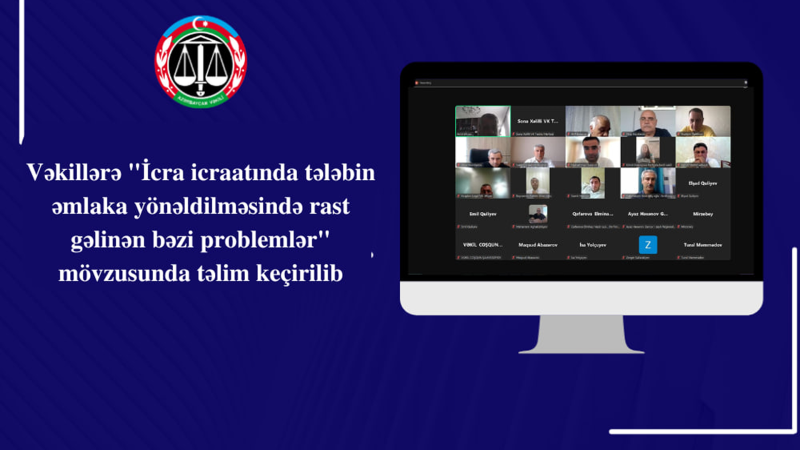 Vəkillərə İcra icraatında tələbin əmlaka yönəldilməsində rast gəlinən bəzi problemlər mövzusunda təlim keçirilib
