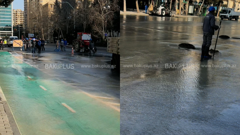 Bakıda yeraltı keçid də suya qərq oldu, avtobusların istiqaməti dəyişdi