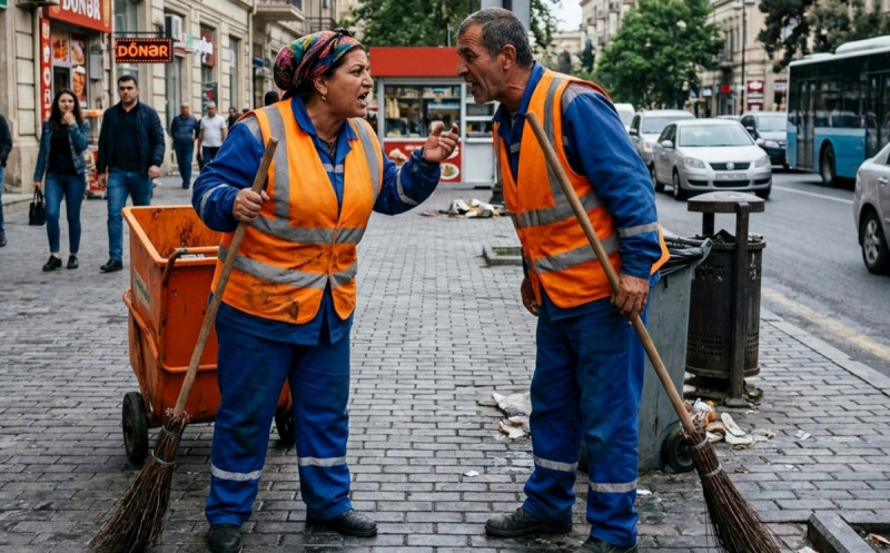 Süpürgəçilər arasında zibil üstündə DAVA: Hər ay maaşından pul tutulacaq