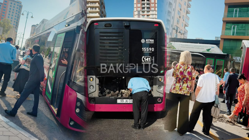 Bakıda marşrut avtobusunda texniki nasazlıq yarandı - VİDEO