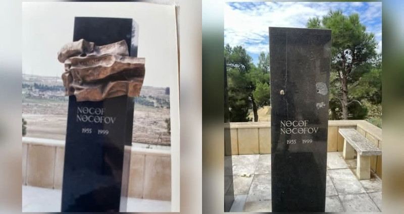 Nəcəf Nəcəfovun məzarı üzərindəki barelyefi oğurlayan TUTULDU - YENİLƏNİB