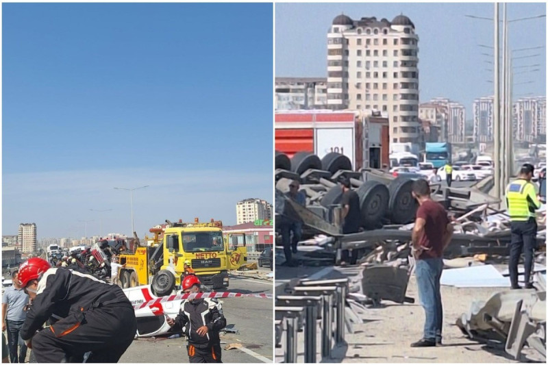 Masazırda yük və minik maşınları toqquşub, ölən və xəsarət alanlar var