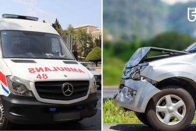 Bakıda təcili tibbi yardım minik avtomobillə toqquşub