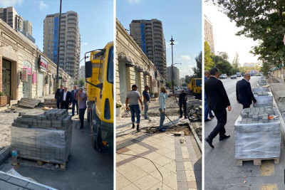 Dilarə Əliyevə və 28 May küçələrində abadlıq işləri aparılır